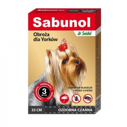 SABUNOL obroża ozdobna biobójcza dla psa 35cm czarna