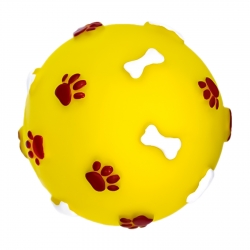 Pet Nova zabawka gumowa - piłka ze wzorem łapek i kości żółta 7,5cm